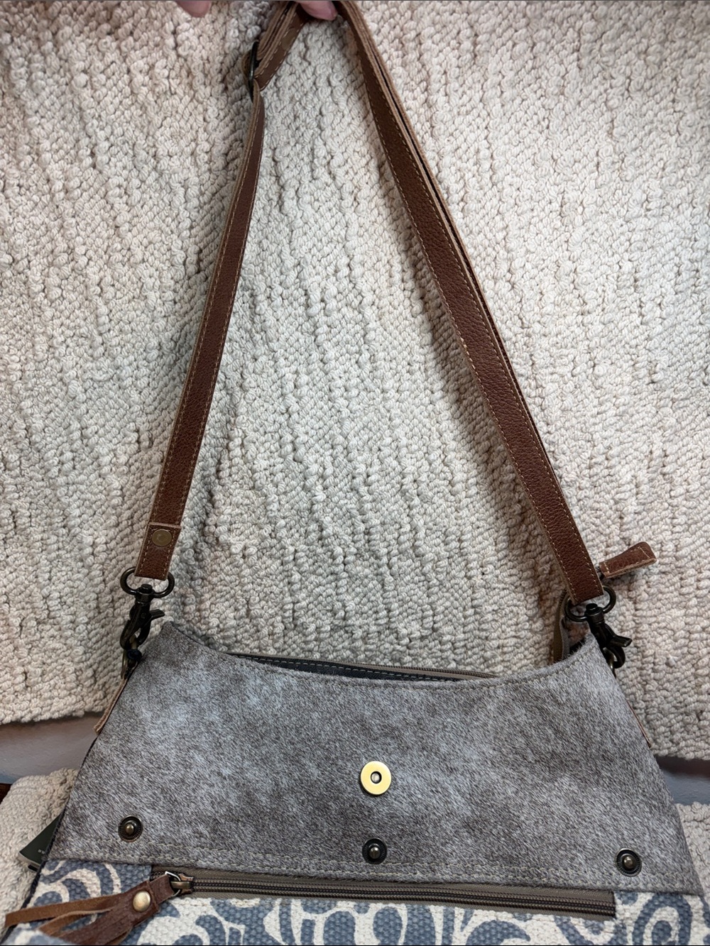 Myra Flourish Bag Gray & Brown Patterned Crossbody Shoulder Bag - Picture 6 of 8